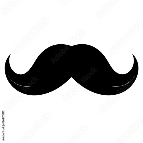 mustache black silhouette vector, Simple silhouette Design vector icon with white background. Man mustache silhouette