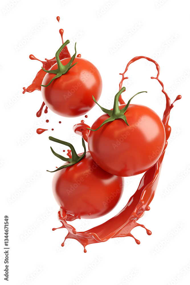 tomato juice splash isolated. tomato splash