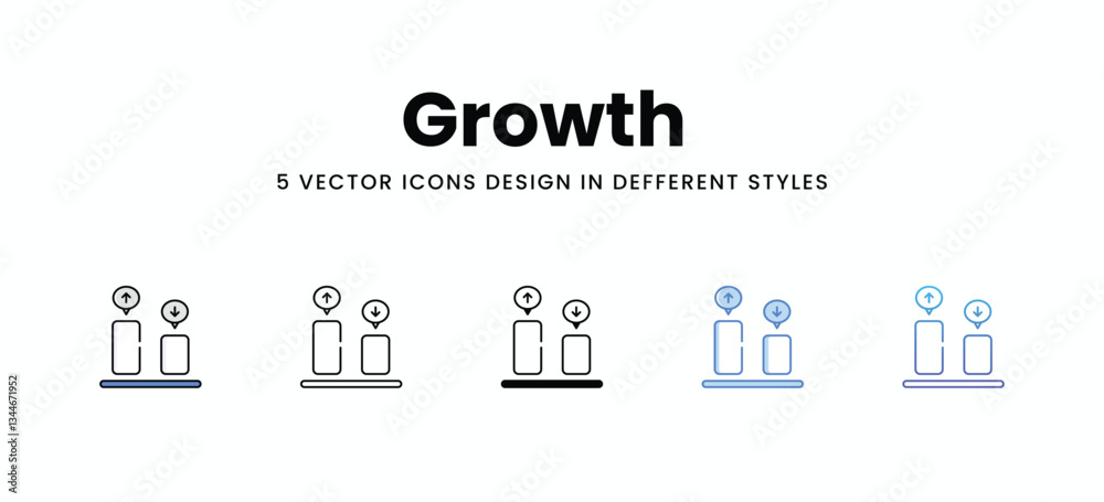 Growth vector icons set stock illustration Growth vector icons set stock illustration