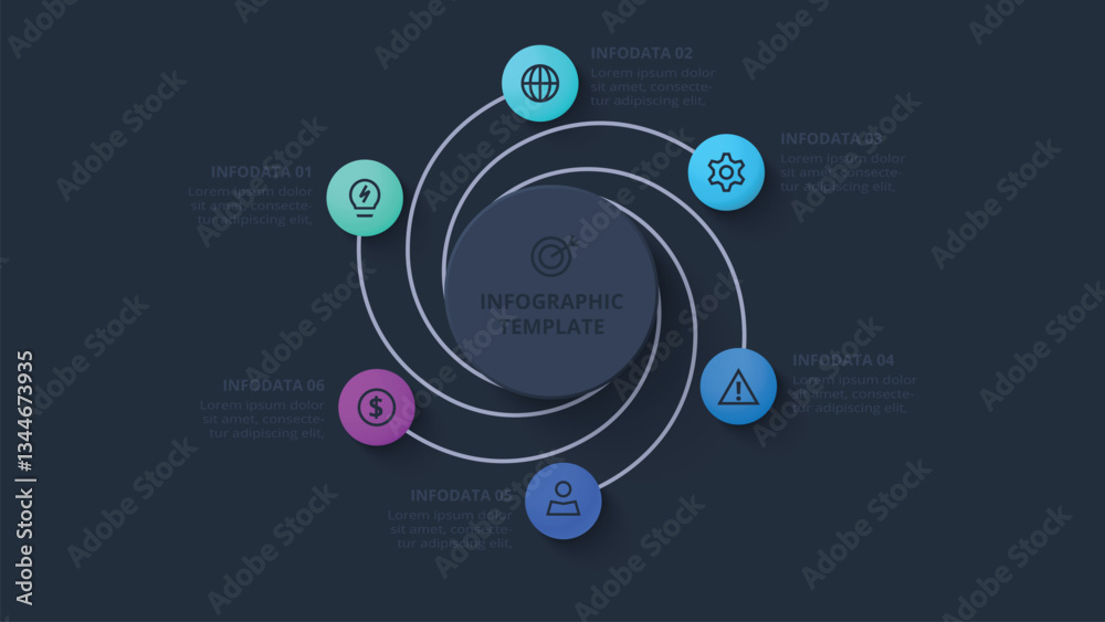 Obraz premium Creative concept for infographic with 6 steps, options, parts or processes. Business data visualization.