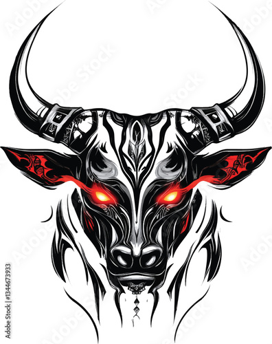 Vector illustraion of an isolated bull head, Vector , Png