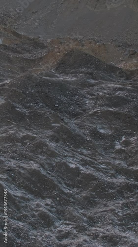 ANNAPURNA BASE CAMP, NEPAL - JANUARY 14, 2025: Morning landscape of Annapurna mountain showcasing the glacier, pan, Annapurna Base Camp.