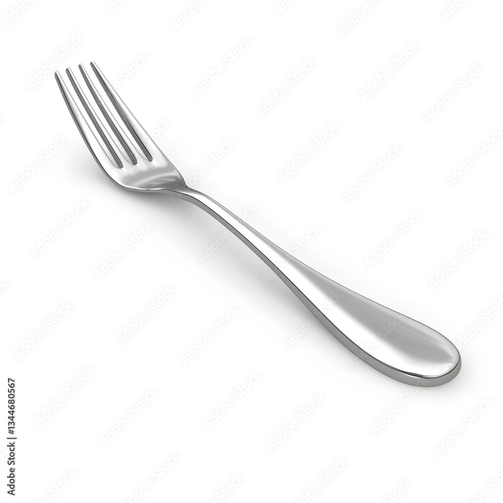 Elegant Silver Fork Isolated on White Background for Culinary Use Elegant Silver Fork Isolated on White Background for Culinary Use