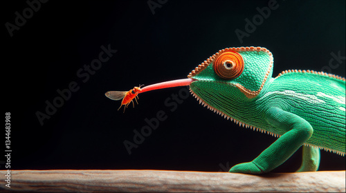 Chameleon Catching a Fly: Wildlife Predator in Action