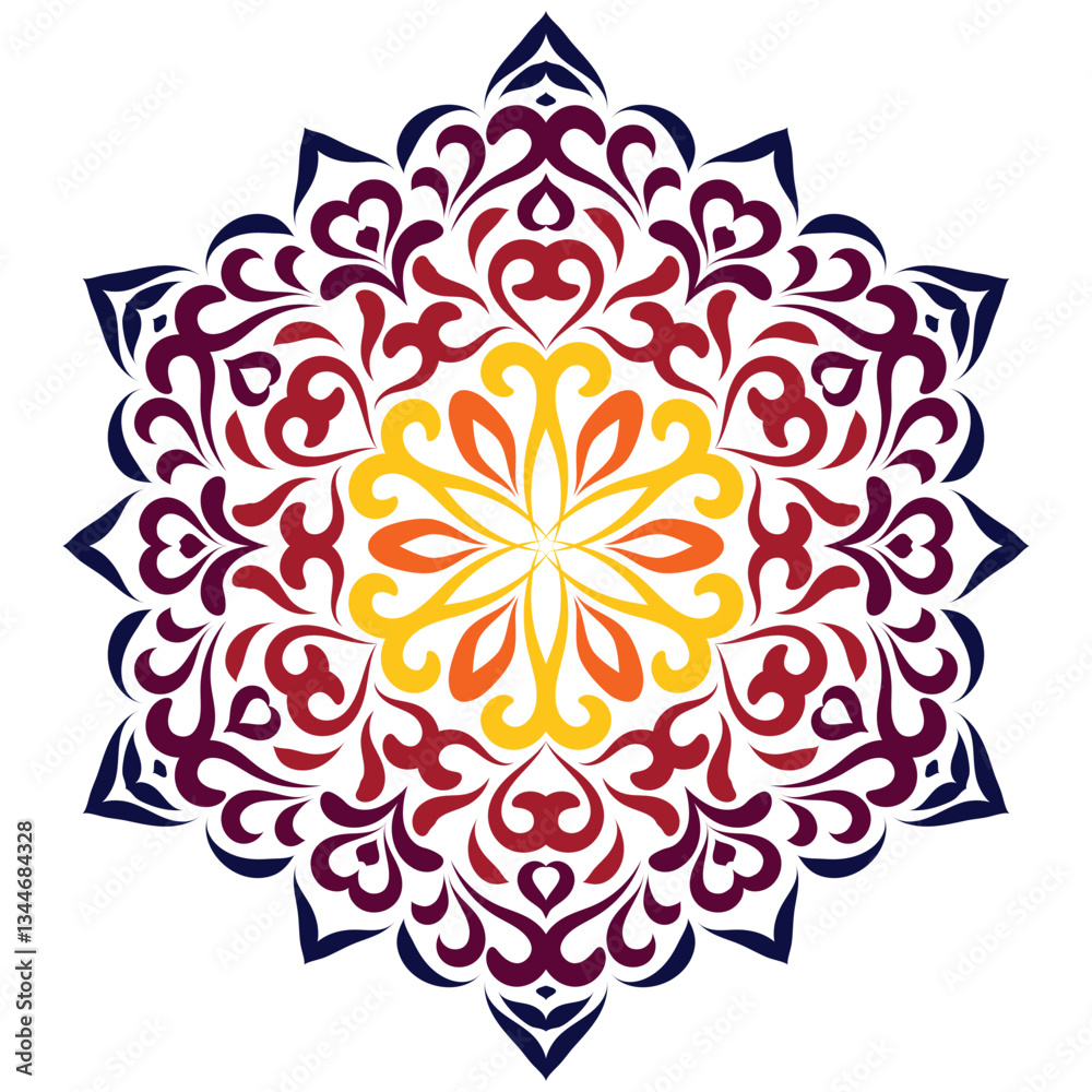 Vector Floral Bright Mandala Design Element
