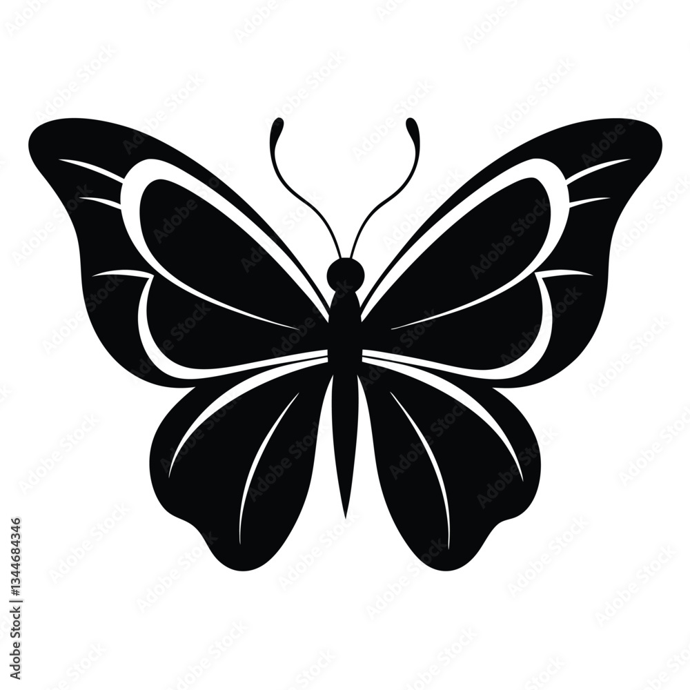 Ornate Butterfly Silhouette Icon Illustration Ornate Butterfly Silhouette Icon Illustration