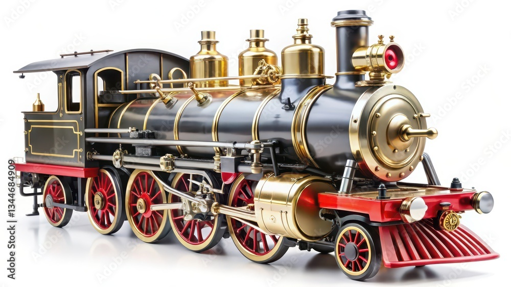 Fototapeta premium Vintage Steam Locomotive Model on White Background