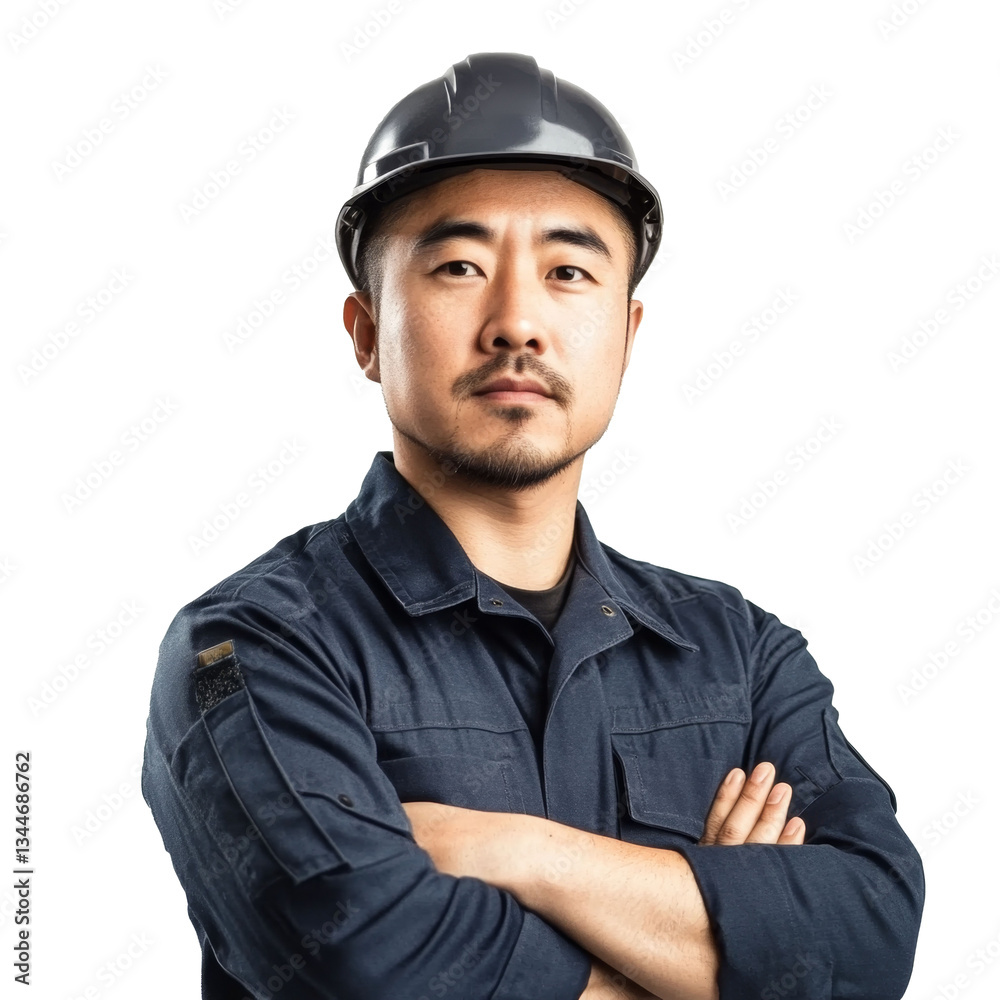 portrait of confident asian male worker 25-30 years old in helmet working clothes, isolate on transparent background portrait of confident asian male worker 25-30 years old in helmet working clothes, isolate on transparent background
