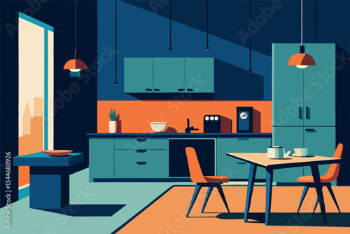 modern kitchen interior with kitchen