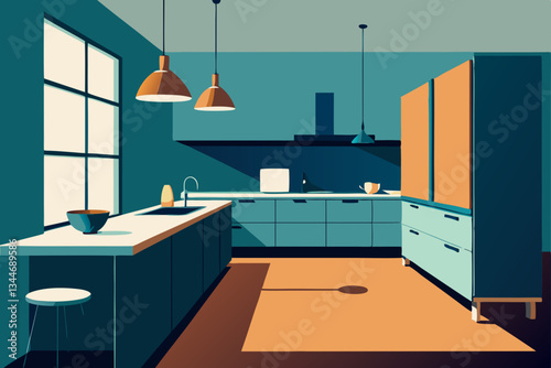 modern kitchen interior with kitchen