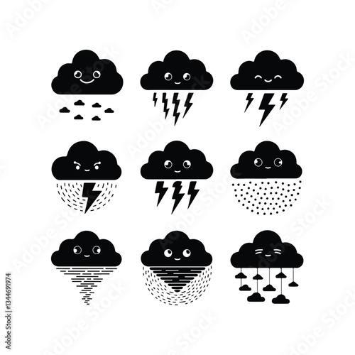 Cloud icon. Cloud weather sign collection. Nature cloud bubble elements. Stock vector Information Technology icon set. Containing cloud computing, IT manager, big data, data analytics, Network Technol