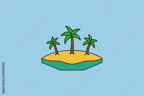tropical island with palm tree