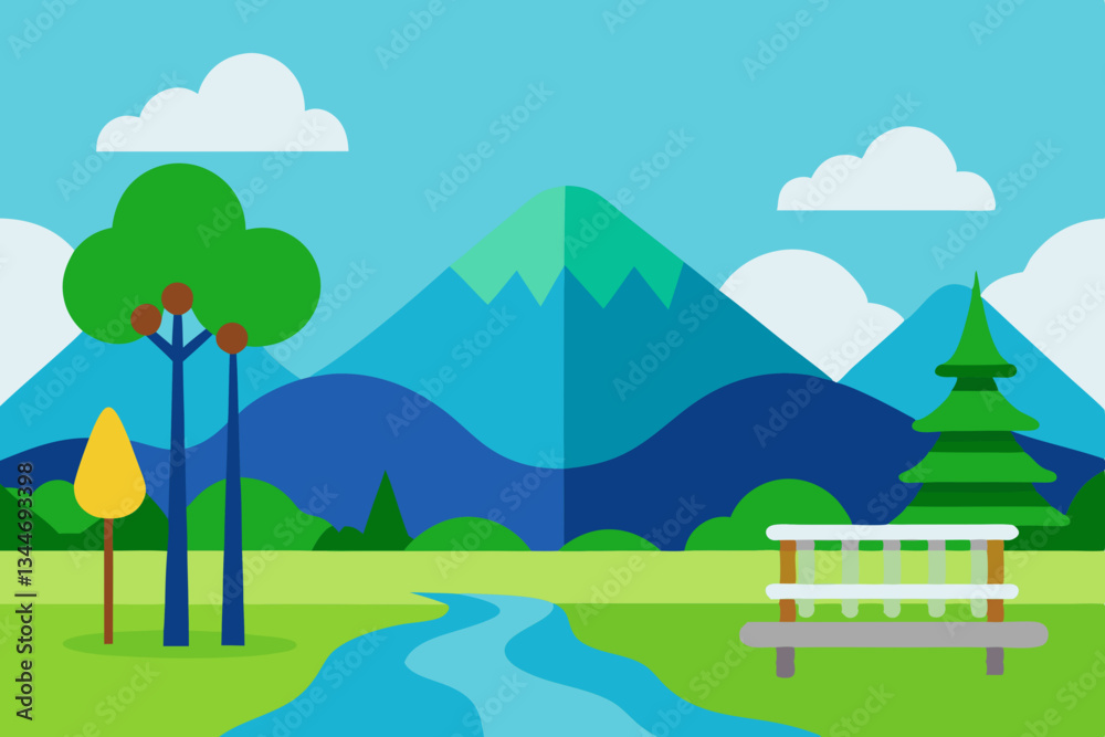 Obraz premium landscape with trees and mountains