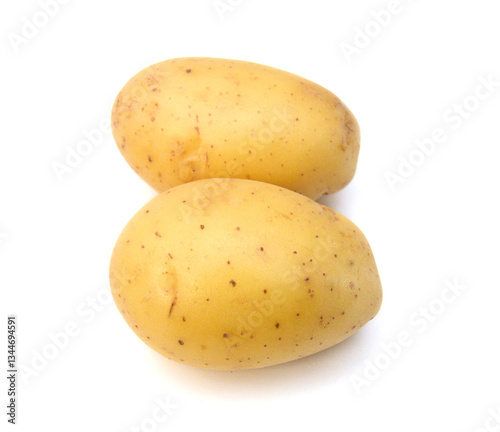 Fotografie A new russet potato on white