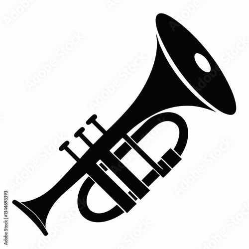 Mardi Gras Trumpet Silhouette Design on White