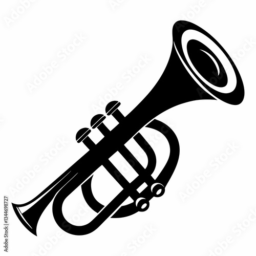 Mardi Gras Trumpet Silhouette Design on White