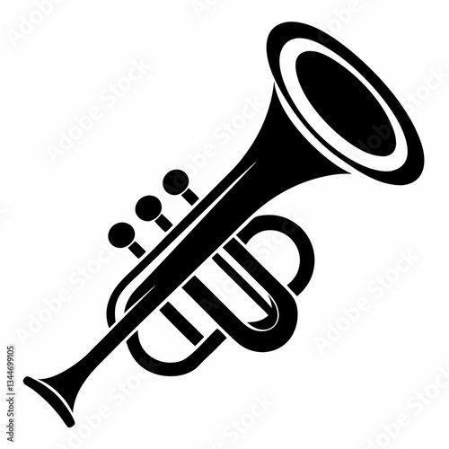 Mardi Gras Trumpet Silhouette Design on White