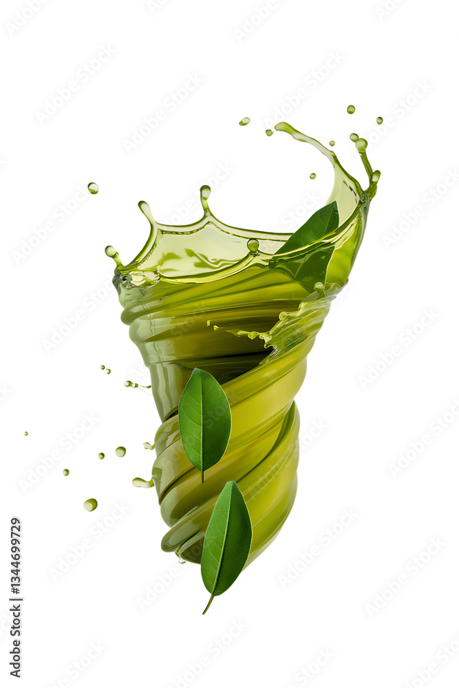 leaf splash isolated. herbal oil splash