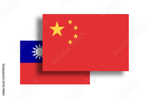 Free Download Taiwan being shadowed by China. Chinese and Taiwanese national flags as metaphor of annexation, take over, seize and occupation. Illustration on white background. - GFXLoad