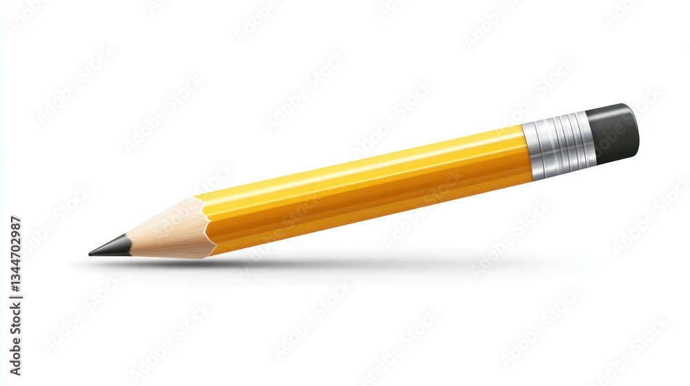 A classic yellow pencil with a sharp tip and eraser ideal for education writing and drawing A classic yellow pencil with a sharp tip and eraser ideal for education writing and drawing