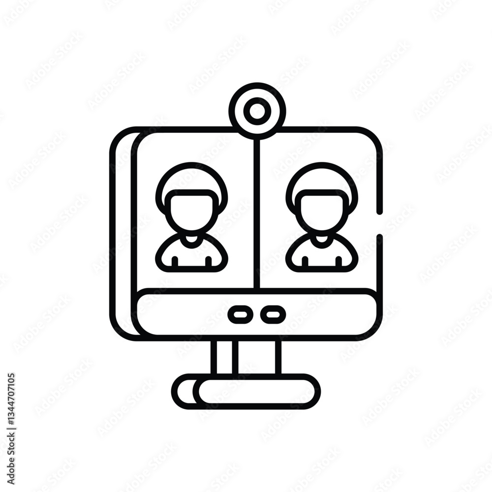 Video Conference vector icon stock illustration