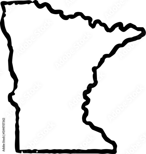 Minnesota State Map Vintage Black	