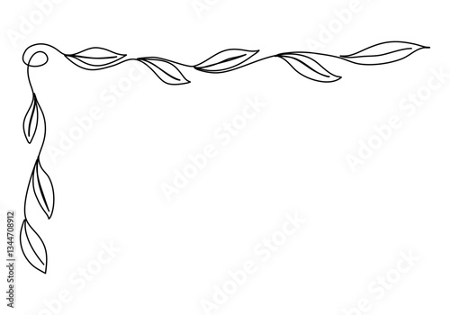 Flower floral corner frame, one line drawing vector illustration.