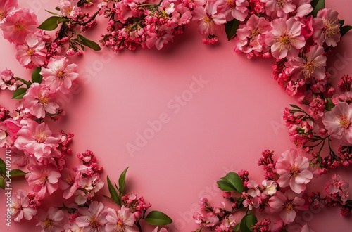 Beautiful Arrangement of Pink and White Flowers Forming a Heart Shape on a So...