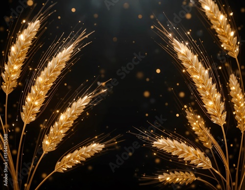 Wheat spike frame with space for text