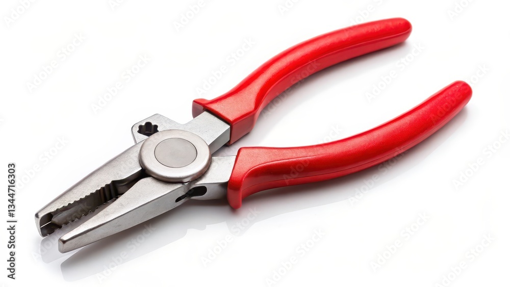 Red-Handled Pliers on White Background Red-Handled Pliers on White Background