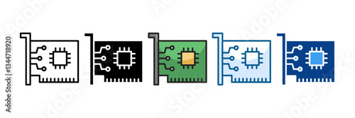 Network Card Icon Set Multiple Style Collection