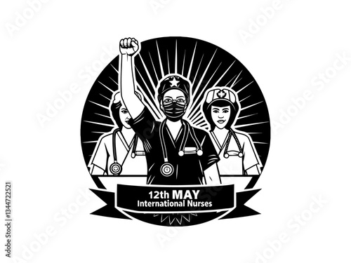 Wallpaper Mural A vibrant illustration celebrating International Nurses Day. Nurses assisting senior in wheelchair on International Nurses Day. Vector silhouette design color full and  typography. International Nurse Torontodigital.ca