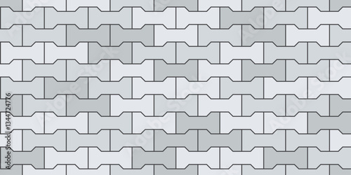 Pavement brick seamless pattern. Sidewalk floor texture. Street paver block road. Geometric brick tiles seamless pattern. Vector illustration isolated on white background.