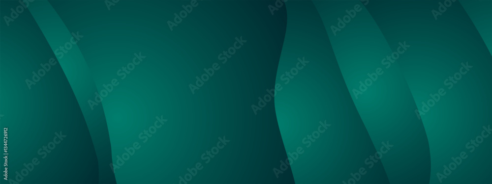 Fototapeta premium Elegant dark green luxury background with overlapping curved layers