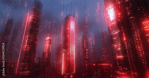 Exploring a Futuristic City Filled With Bright Neon Lights and Towering Struc...