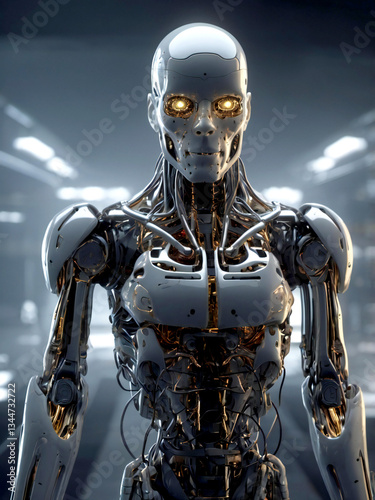 robot face, Artificial intelligence concept