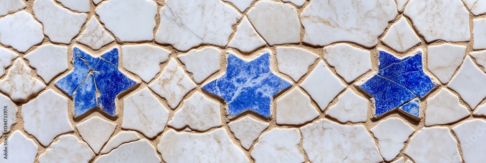 Fototapeta premium Three Blue Stars Abstract Texture Background