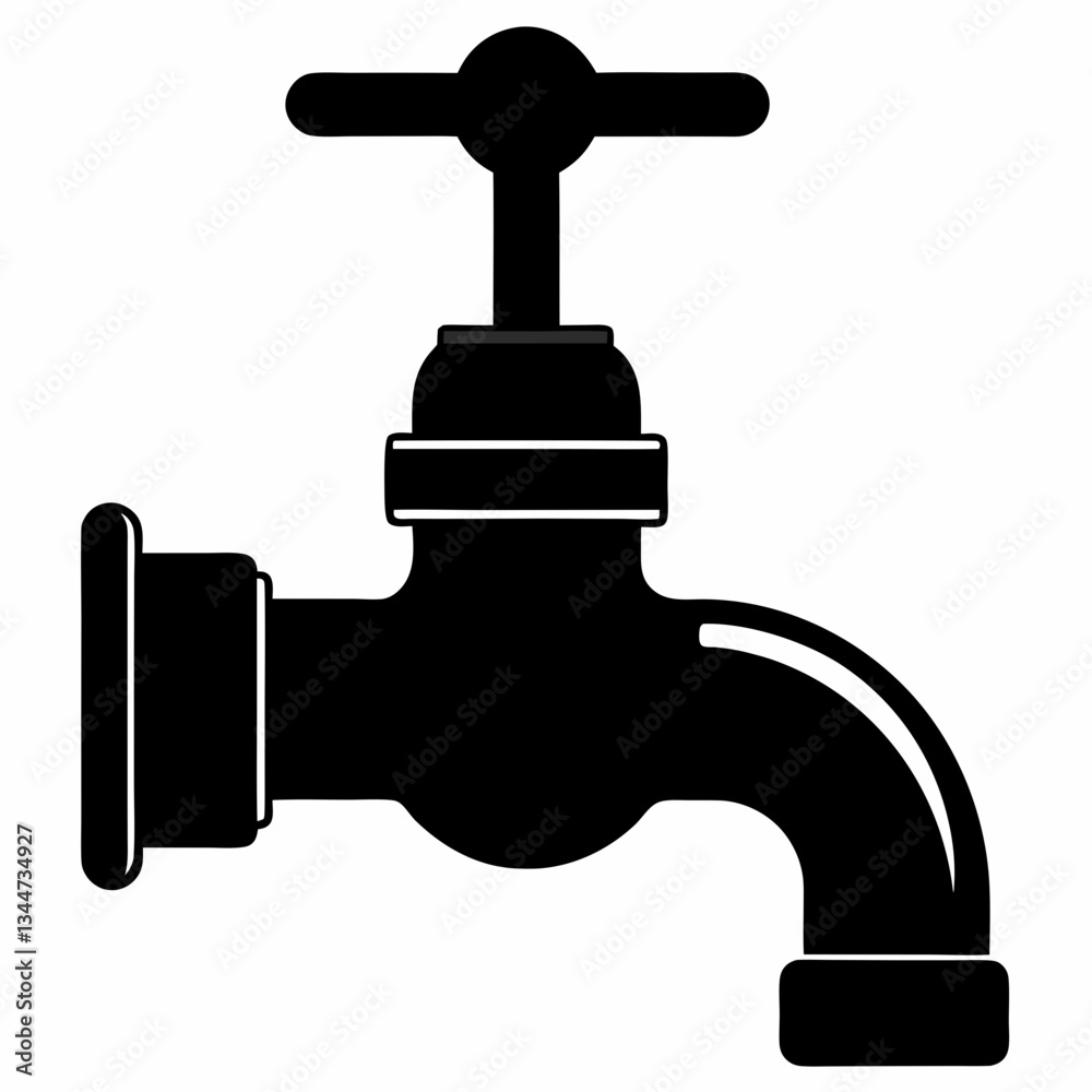 Minimalist Pipe Tap Black Silhouette Design Minimalist Pipe Tap Black Silhouette Design