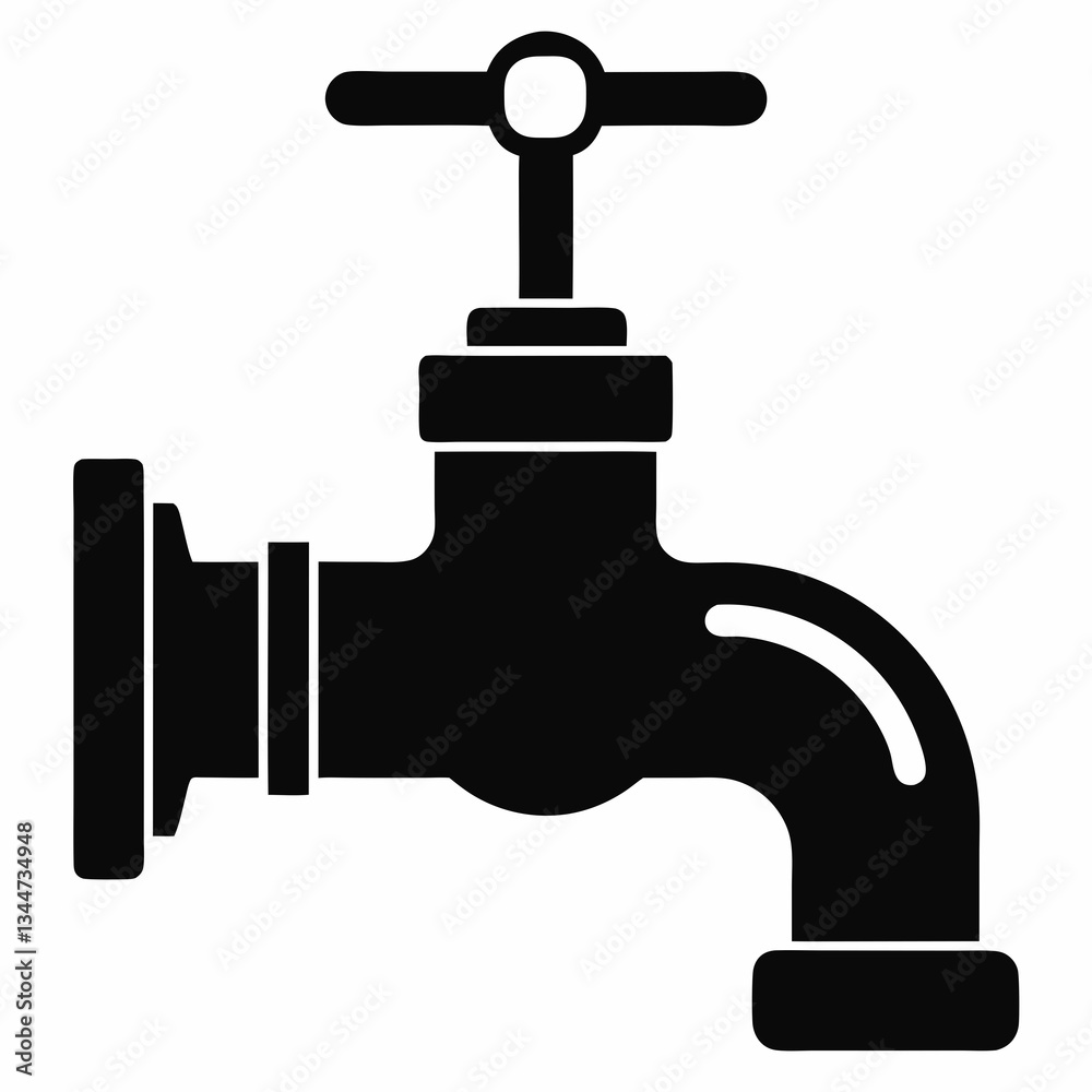 Minimalist Pipe Tap Black Silhouette Design Minimalist Pipe Tap Black Silhouette Design
