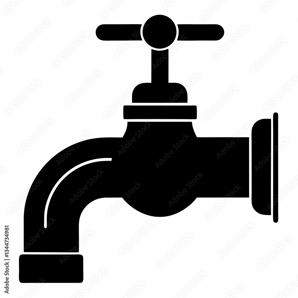 Minimalist Pipe Tap Black Silhouette Design Minimalist Pipe Tap Black Silhouette Design