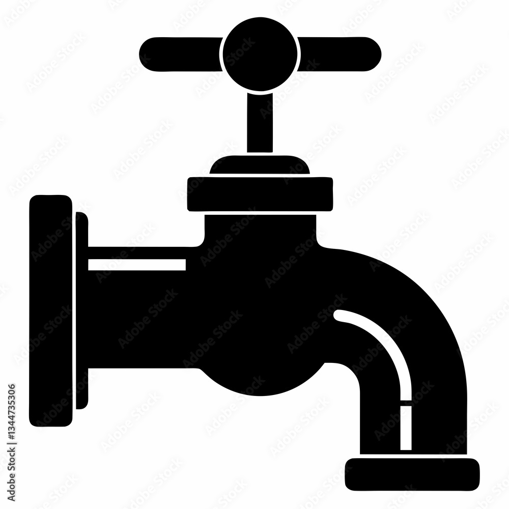 Minimalist Pipe Tap Black Silhouette Design Minimalist Pipe Tap Black Silhouette Design
