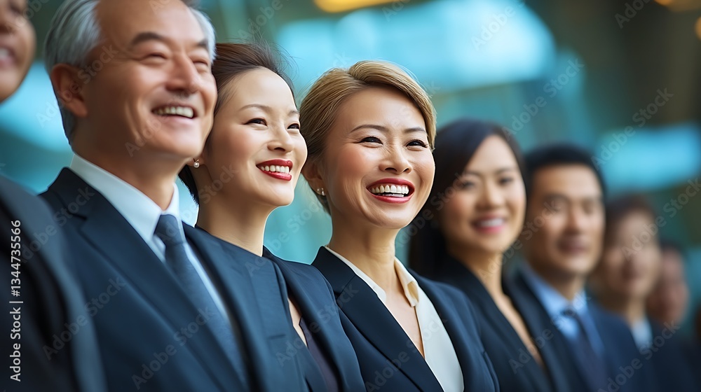 Asian Business Team Smiles Towards Success. Asian Business Team Smiles Towards Success.