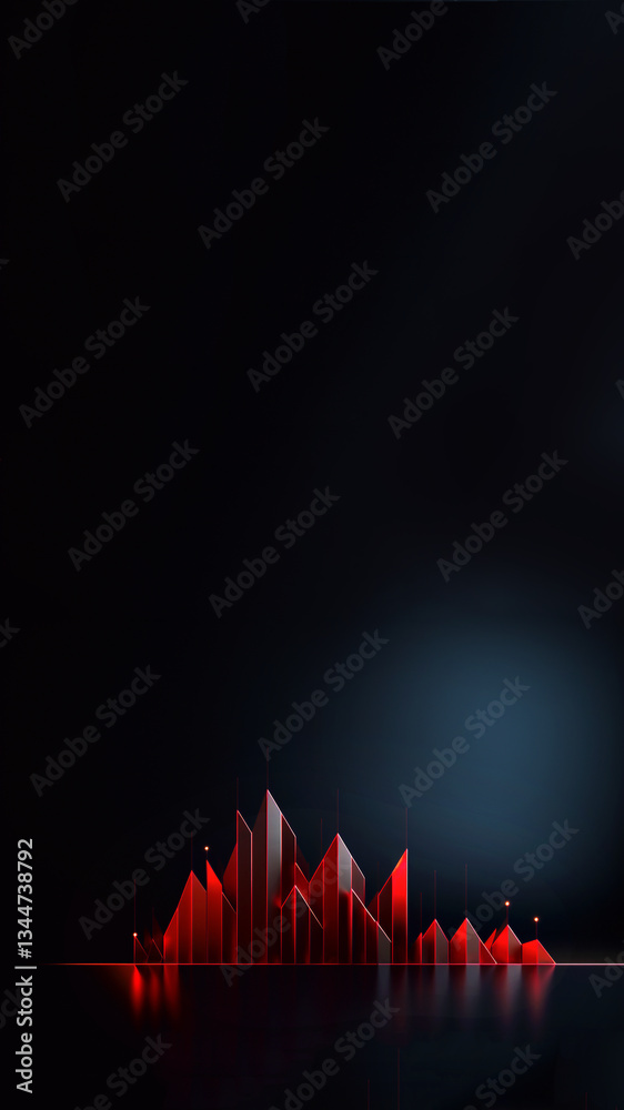 A glowing red stock market chart displayed on a digital screen against a dark background, illustrating a steep downward trend. financial decline, making it ideal for stories and reels