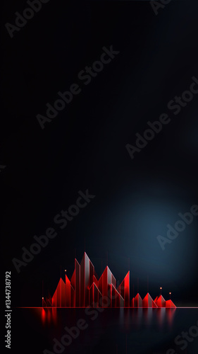 Obraz na płótnie A glowing red stock market chart displayed on a digital screen against a dark background, illustrating a steep downward trend. financial decline, making it ideal for stories and reels w salonie