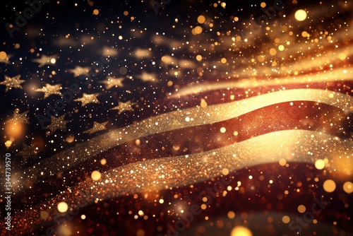 An abstract sparkling design of patriotic red and blue stars