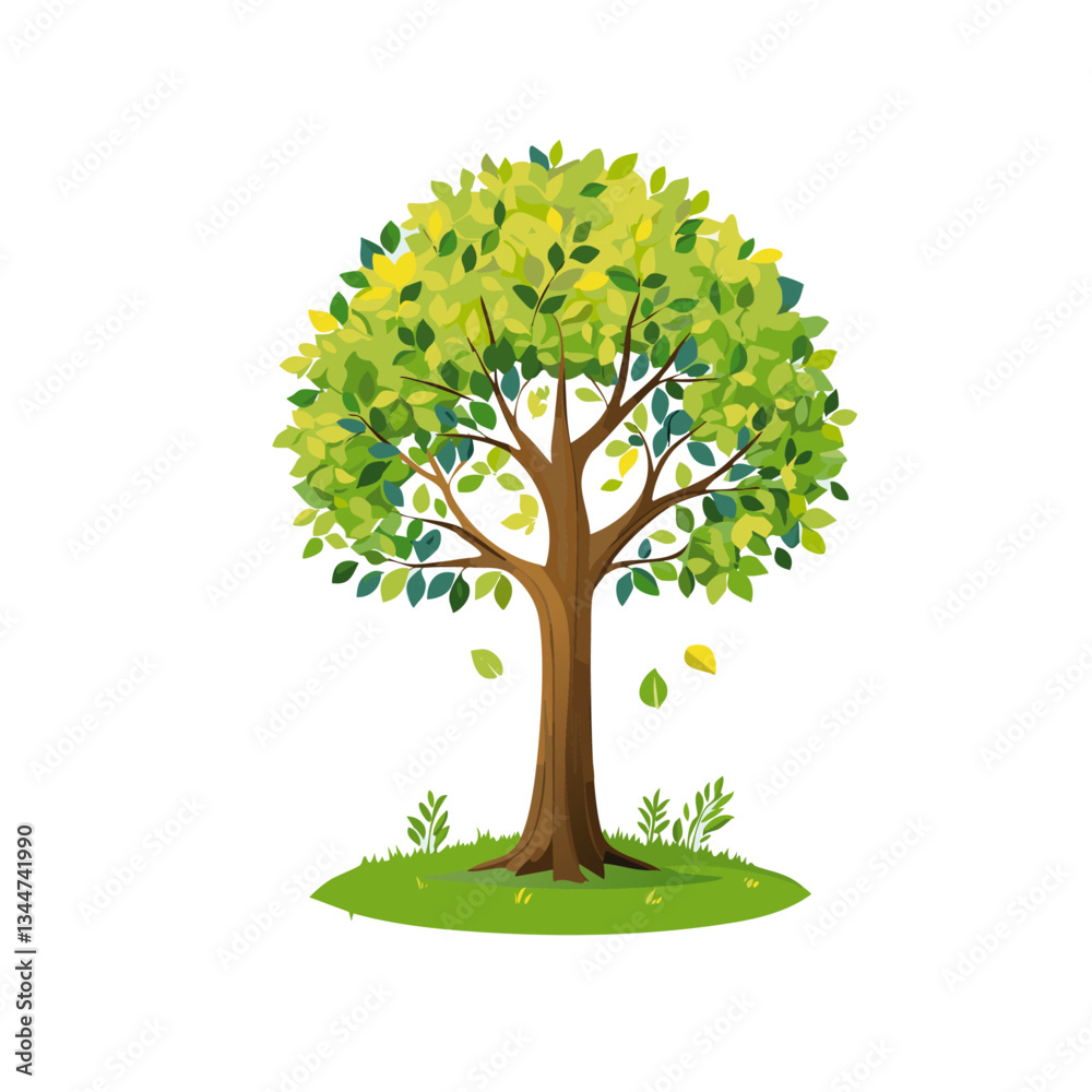 green deciduous tree vector design isolated