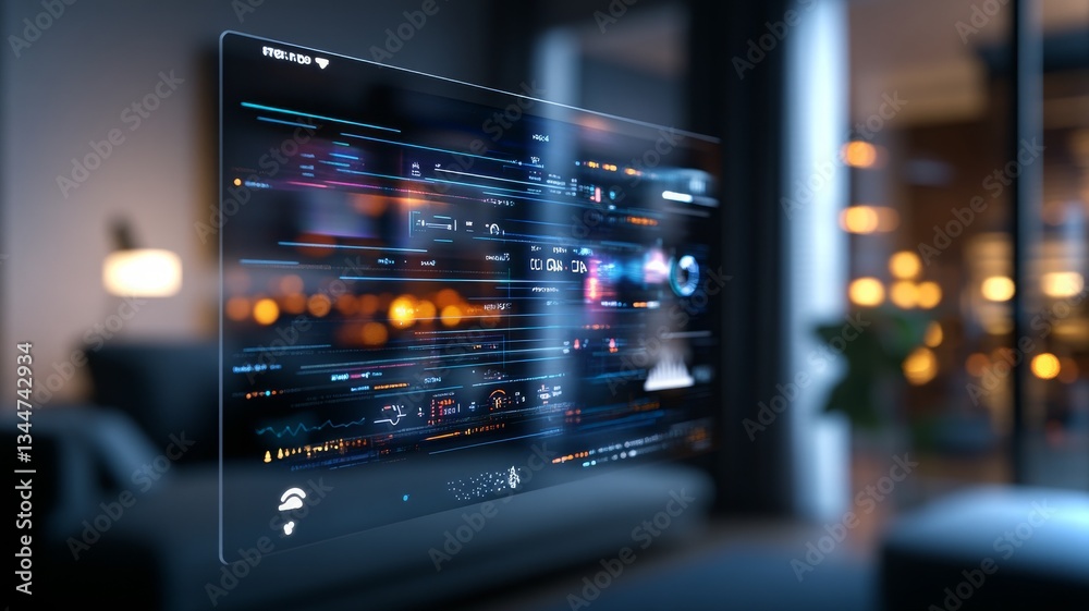 Futuristic home control system displays smart technology in mode Futuristic home control system displays smart technology in mode