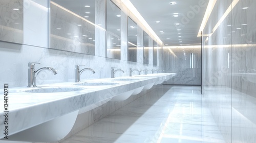 Modern Bathroom Interior with Marble Countertops and Sleek Design Features