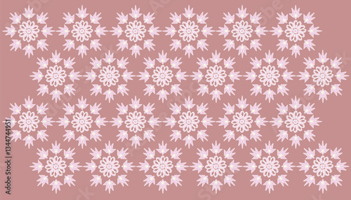 Motif sans couture fleur géométrique oriental vecteur blanc fond rose