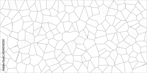 Geometric Retro tiles pattern & Voronoi diagram background. Metal grid isolated on the white background. Broken quartz crystalized polygonal diamond shape vintage vector background.